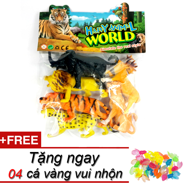[HCM]Đồ Chơi Mô Hình 06 Động Vật Hoang Dã Animal World cao 13 cm An Toàn Cho Trẻ Trên 3 Tuổi Bằng Cao Su Cứng Tặng Kèm 04 Cá Vàng Vui Nhộn