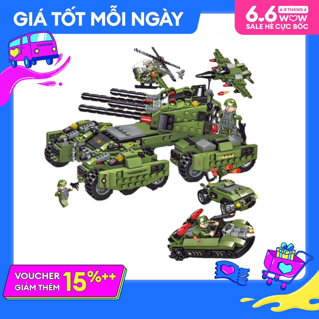 Bộ lắp ráp xếp hình gần 1000 chi tiết xe quân sự - máy bay chiến đấu - xe tank lắp ghép