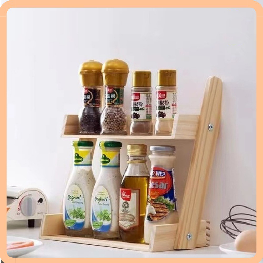 Kệ Gia Vị Gỗ Thông Mộc Family