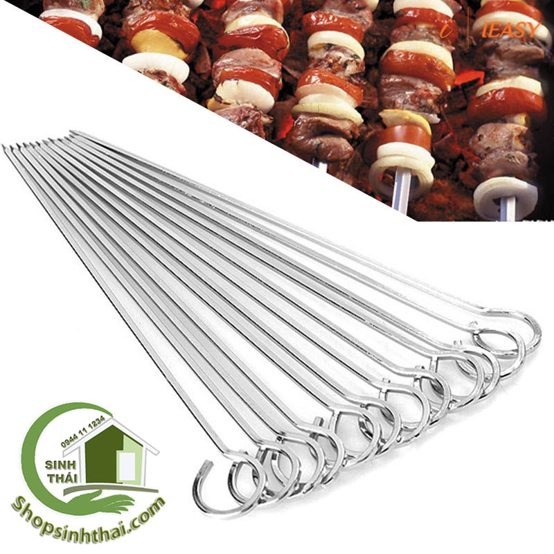 [HCM]Xiên nướng thịt bằng inox - que xiên thịt tròn inox không gỉ dài 30cm ( 1 que)