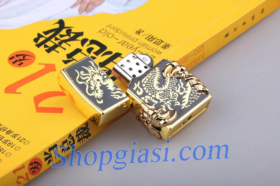 Bật Lửa KHÒ TIA Rồng Đen Vàng