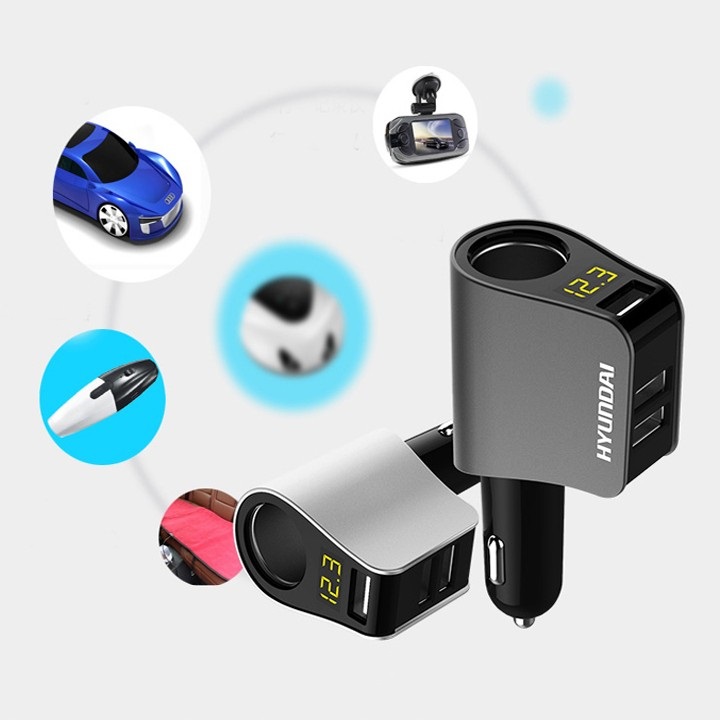 Bộ chia nguồn 1 tẩu sạc và 3 cổng USB đa năng trên ô tô