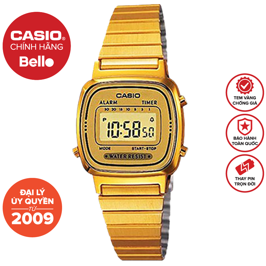 Đồng hồ Nữ dây thép Casio LA670WGA-9 chính hãng bảo hành 1 năm Pin trọn đời