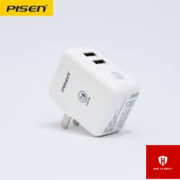 Củ sạc nhanh PISEN Dual USB Charger 2.4A, 17W Fast Củ sạc siêu tốc TS-C070 - Bảo hành 12 tháng