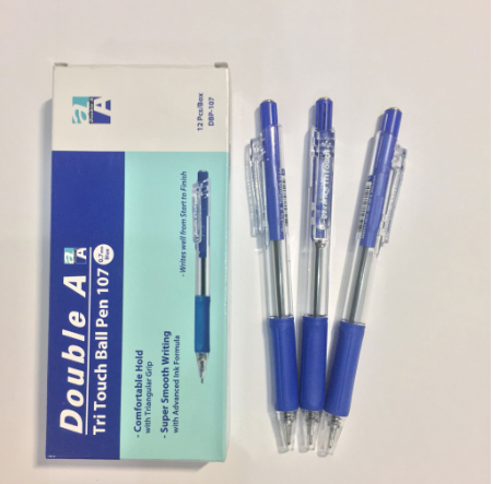 Combo 4 cây bút bi Double A Tri Touch 0.7mm xanh.