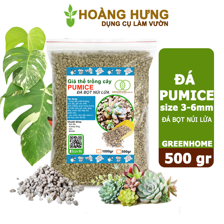 Đá Pumice, bao 1kg, đá bọt núi lửa, lót chậu, trộn đất sen đá, xương rồng, phong lan, nhiều size lựa chọn.