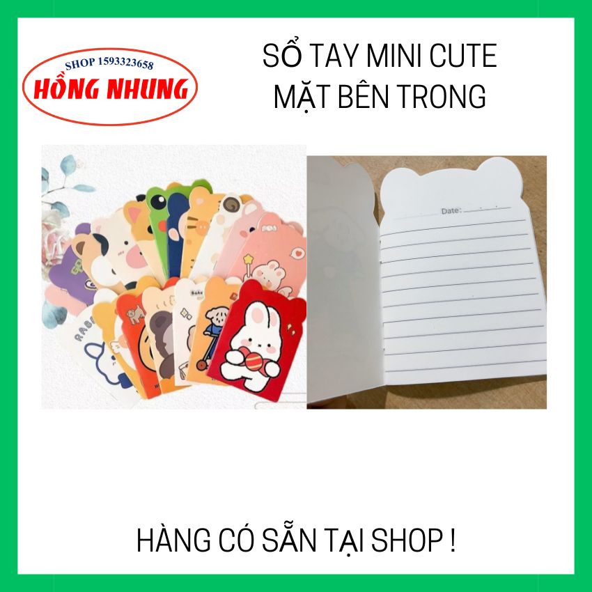 Sổ tay mini gấu, mèo, hoa cute dễ thương.