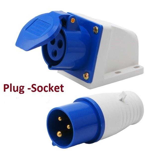 Ổ + Phích cắm công nghiệp 3 chấu 16A gắn tường