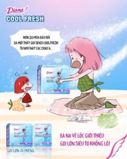 caleb shop [GÓI LỚN 20 4M] Băng vệ sinh Diana Sensi Cool Fresh siêu mỏng cánh gói 20 miếng thumbnail