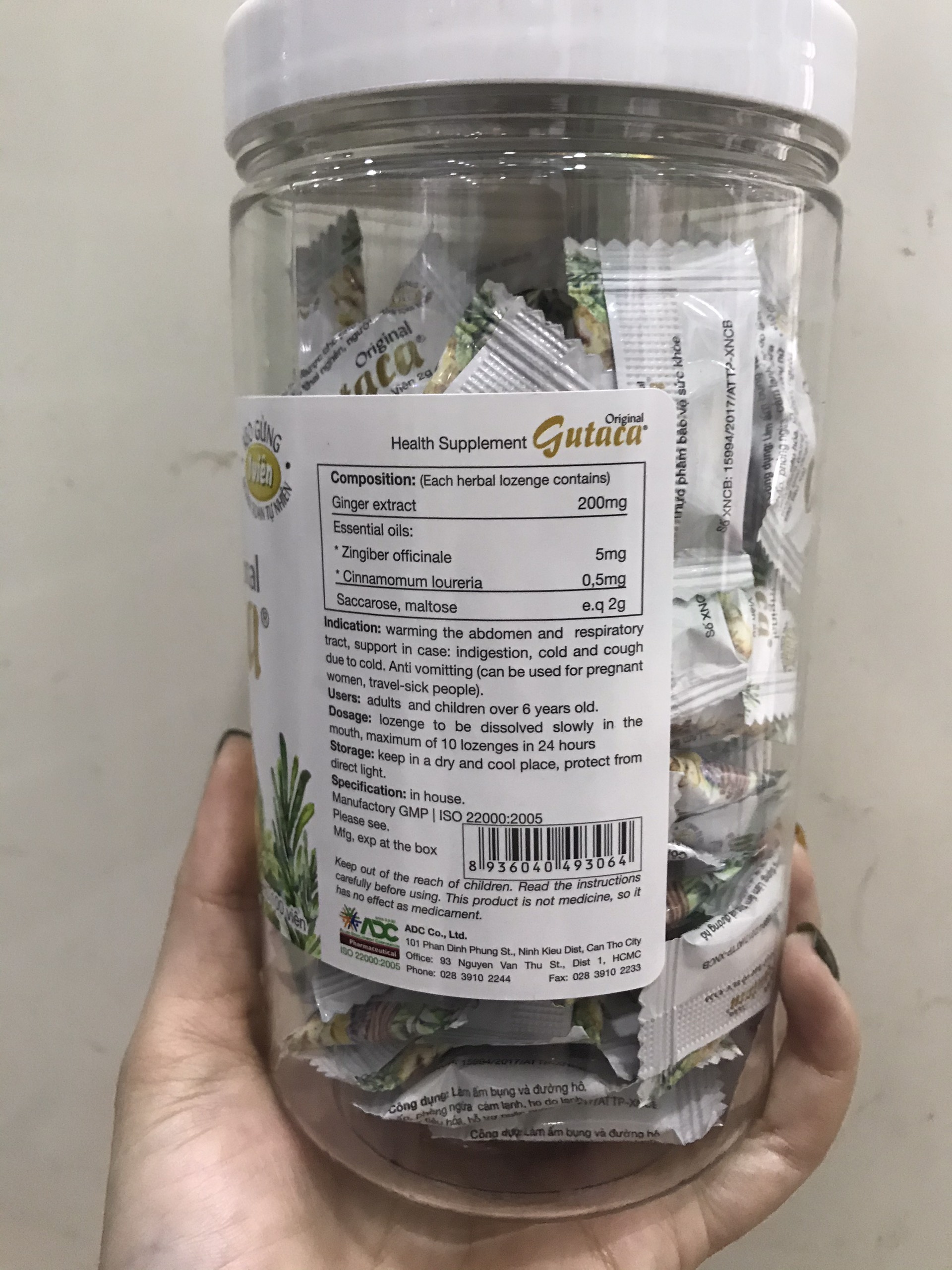Kẹo Gừng GUTACA ORIGINAL - Hũ 100 & 200 Viên - cvspharmacy