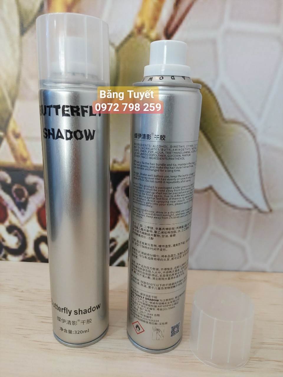 Gôm xịt tóc nam giữ nếp tạo kiểu Butterfly Shadow 320ml - gôm bạc