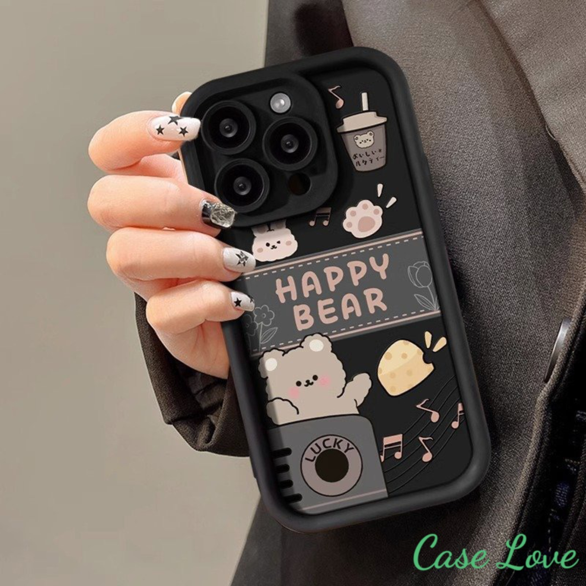 Ốp Lưng iPhone Gấu Happy Bear 11/12/13/14/15/16 ProMax