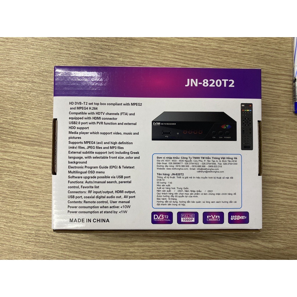 Đầu thu kỹ thuật số SCTV DVB-T2 JN-820T2
