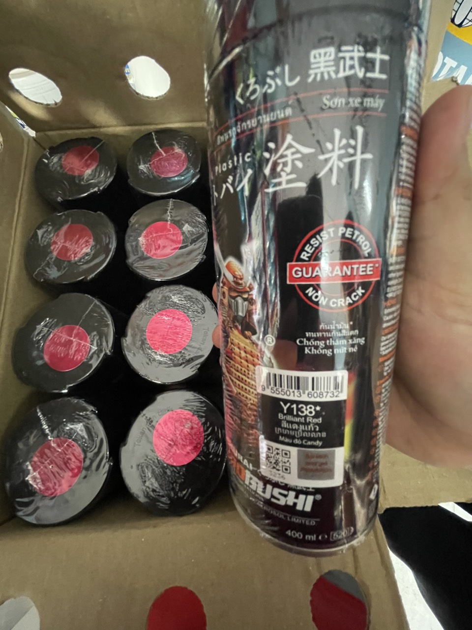 Sơn xịt Samurai Chính Hãng màu Đỏ Candy - Y138*. (400ml)