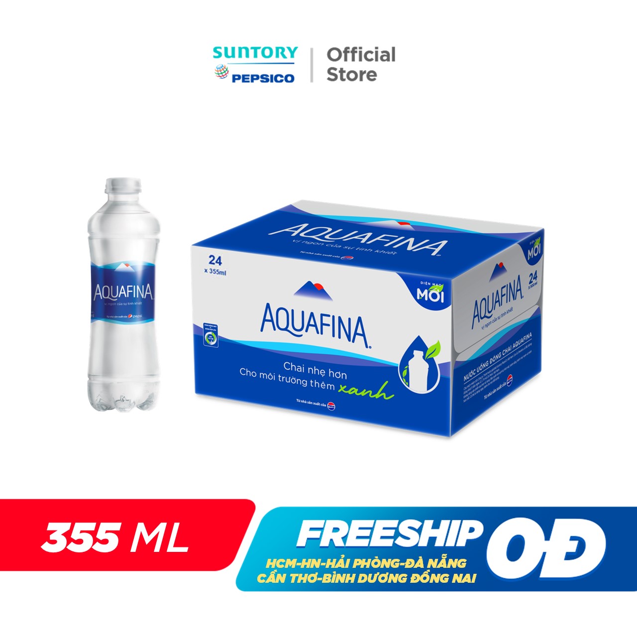 [SALE 6.6] Thùng 24 Chai Nước tinh khiết Aquafina (355ml/chai)