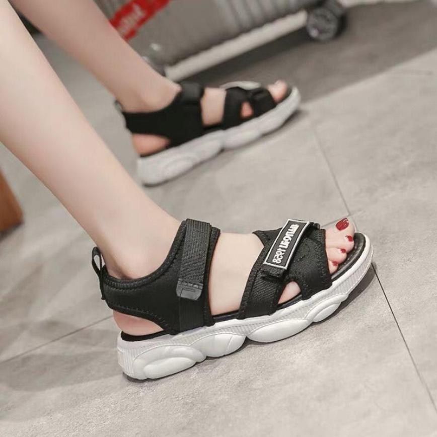 (Video) Dép nữ, Sandal nữ đế gấu quai chéo 3 màu Kem, Đen, Trắng thời trang ullzang Hàn Quốc siêu hot 2019 giá rẻ