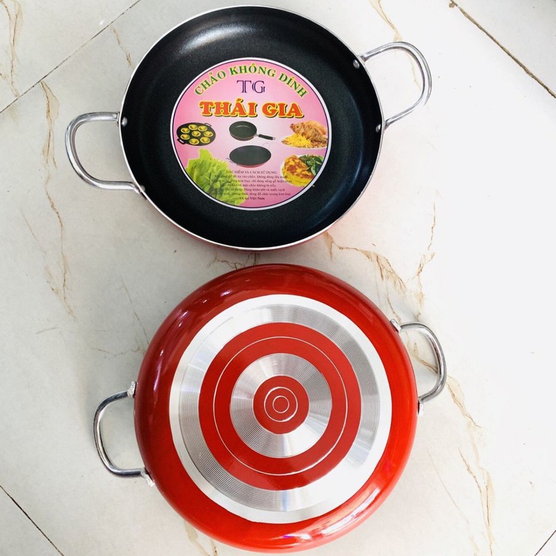 Chảo 2 quai 22cm và chảo 1 quai 18cm chống dính cao cấp, hợp kim nhôm, dẫn nhiệt tốt, an toàn và tiện lợi