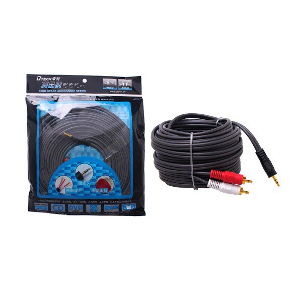 Dây cáp audio rắc 3.5 ra AV Dtech DT-6213 dài 5m