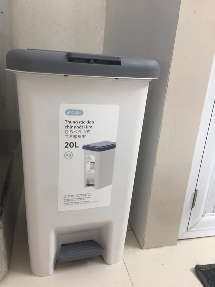 Thùng rác đạp chữ nhật Hiro 20L Chính Hãng