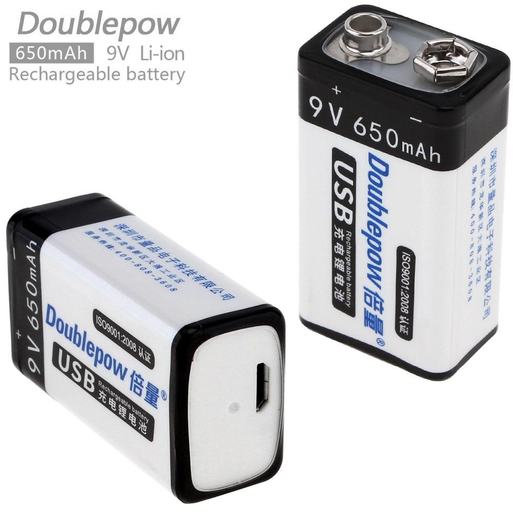 Pin sạc Doublepow 9V 650mAh có cổng Micro USB sạc trực tiếp