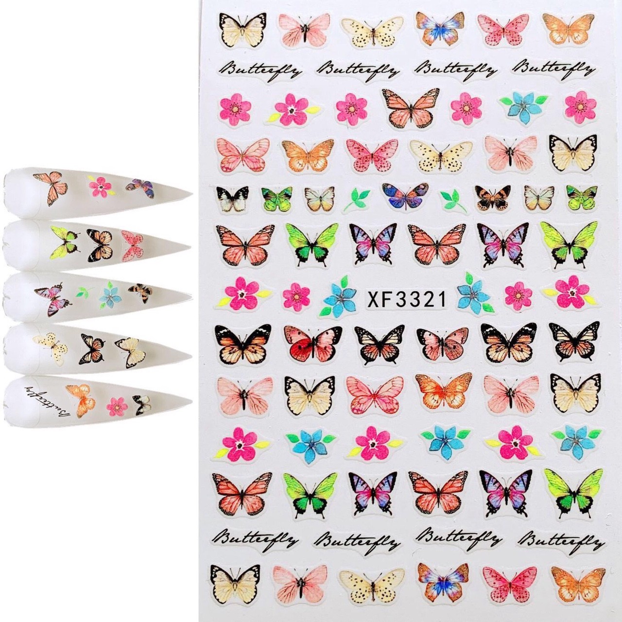 Miếng dán móng tay 3D hình con bướm sticker