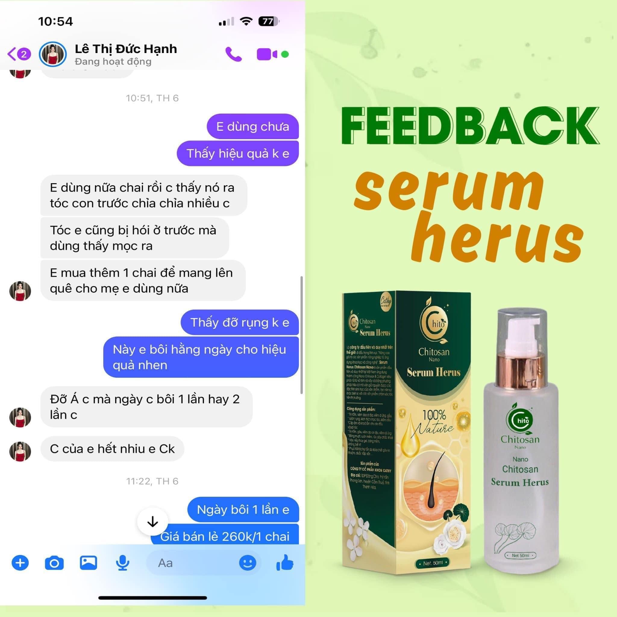 Serum Dưỡng Tóc Herus Nano Chitosan 50ml