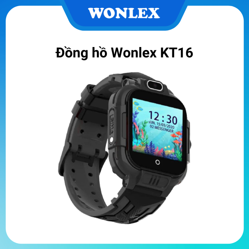 Đồng hồ thông minh trẻ em Wonlex KT16 (Màu Đen) cho bé trai, Video call, Định vi nhiều chế độ bảo vệ tối ưu GPS + AGPS + WIFI + LBS, Màn hình cảm ứng, Kháng nước IP67, Model cao cấp mới 2020