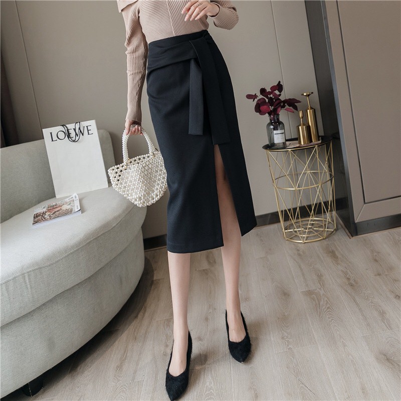 Chân váy xẻ tà cột nơ cao cấp[Giá gốc tận xưởng]