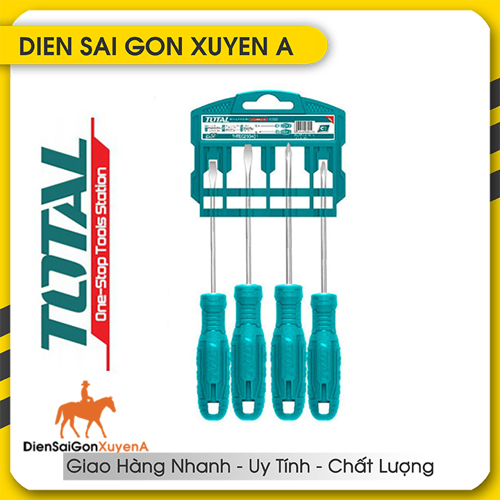 Bộ 4 cây tuốc nơ vít dẹp và bake Total THTDC250401
