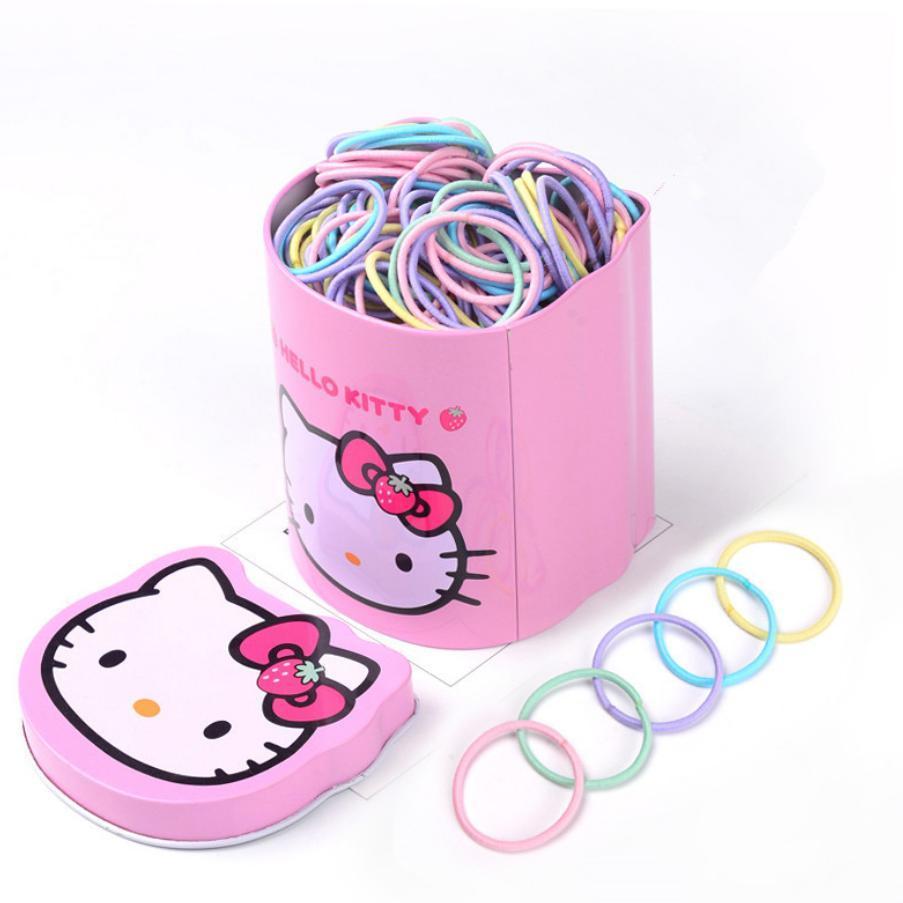 Set 100 dây thun cột tóc (Kèm hộp đựng Kitty)