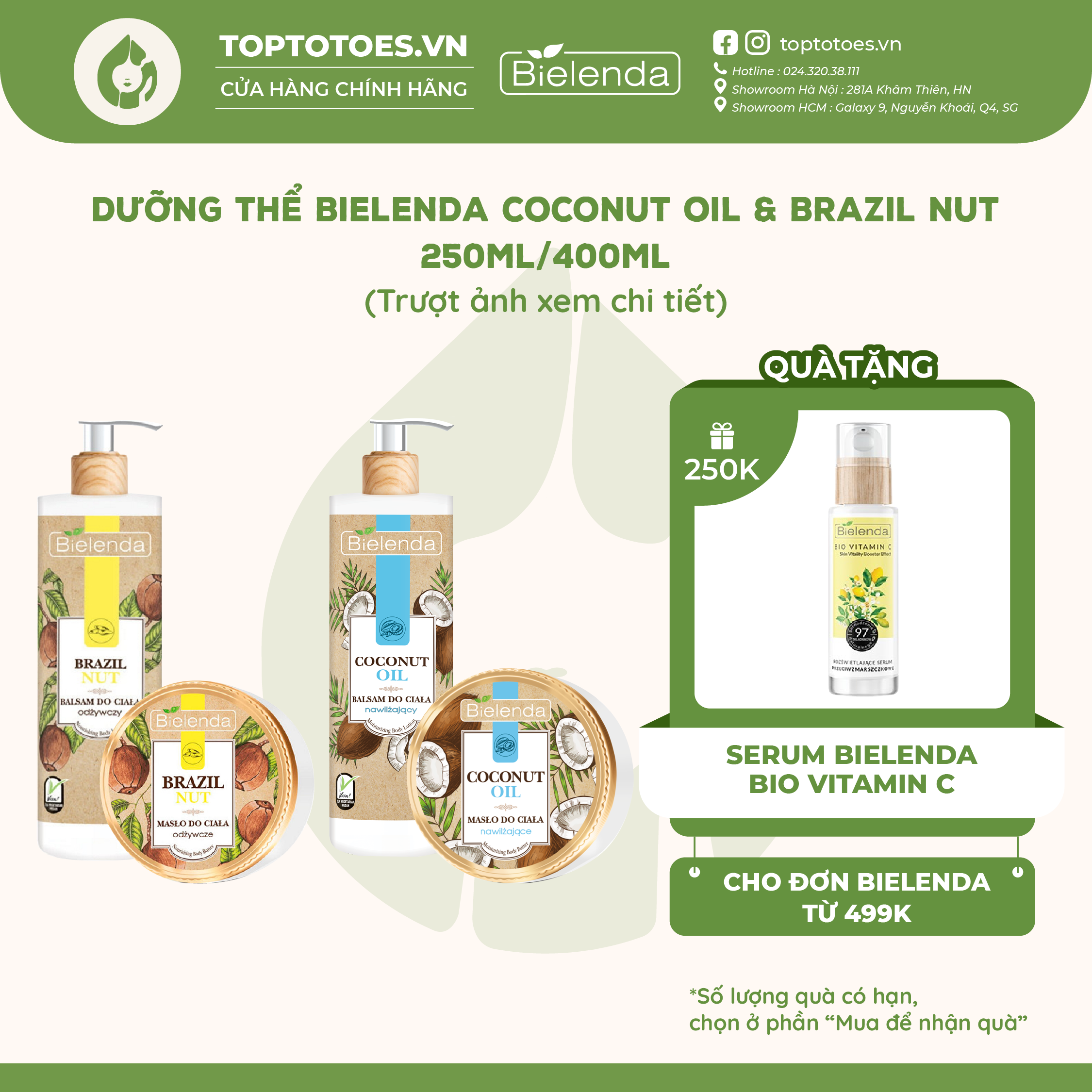 Dưỡng thể Bielenda Coconut Oil & Brazil Nut dưỡng ẩm sâu