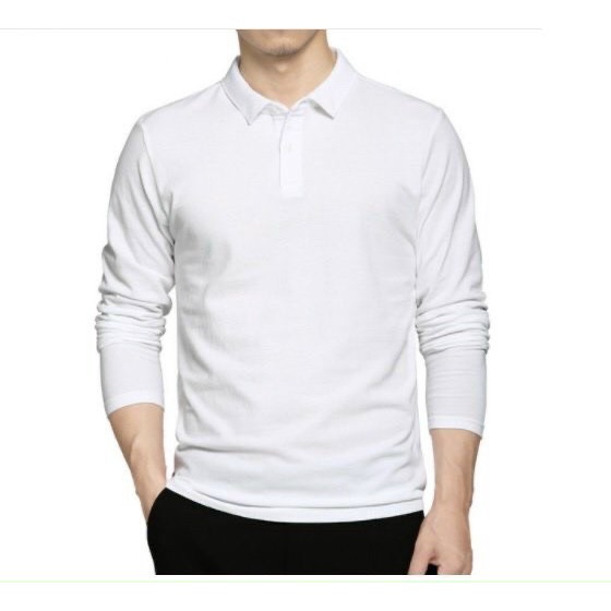 Áo polo cổ bẻ tay dài nam đen KING Áo phông polo nam dài tay trung niên dáng đẹp T02