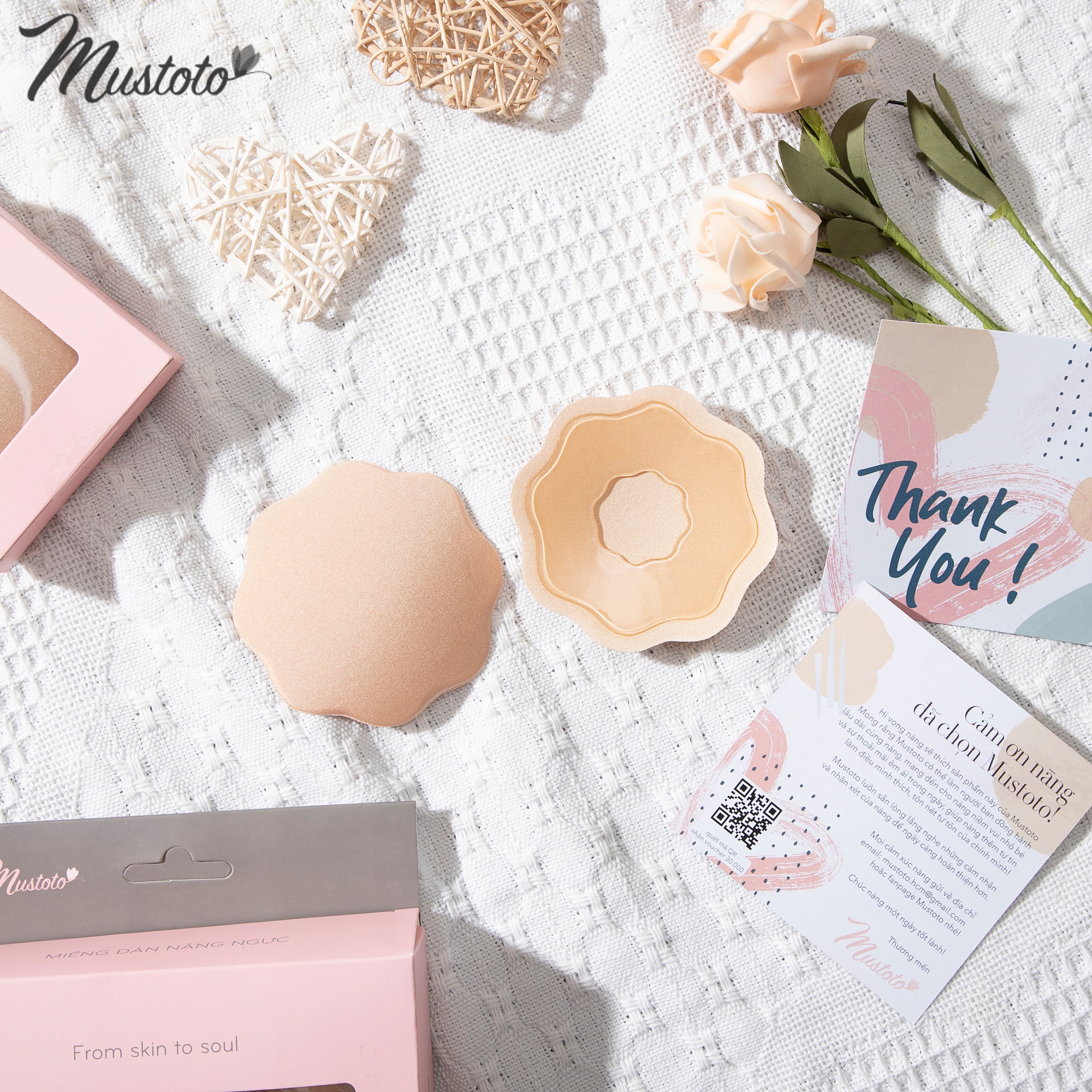 Miếng Dán Ngực Nhũ Hoa (Đầu Ti) Vải Mustoto (1 cặp)