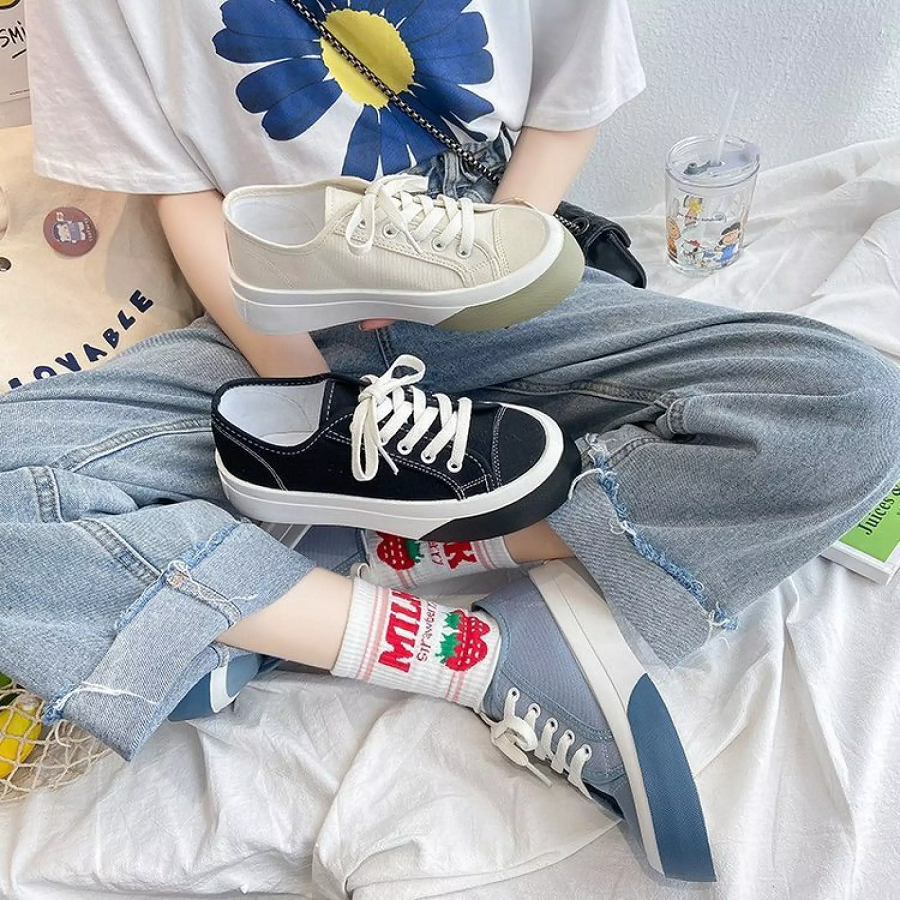 [Hoàn Tiền 15%]Giày Thể Thao Nữ dáng CV Viền Màu ( XÃ TỒN LỖI)