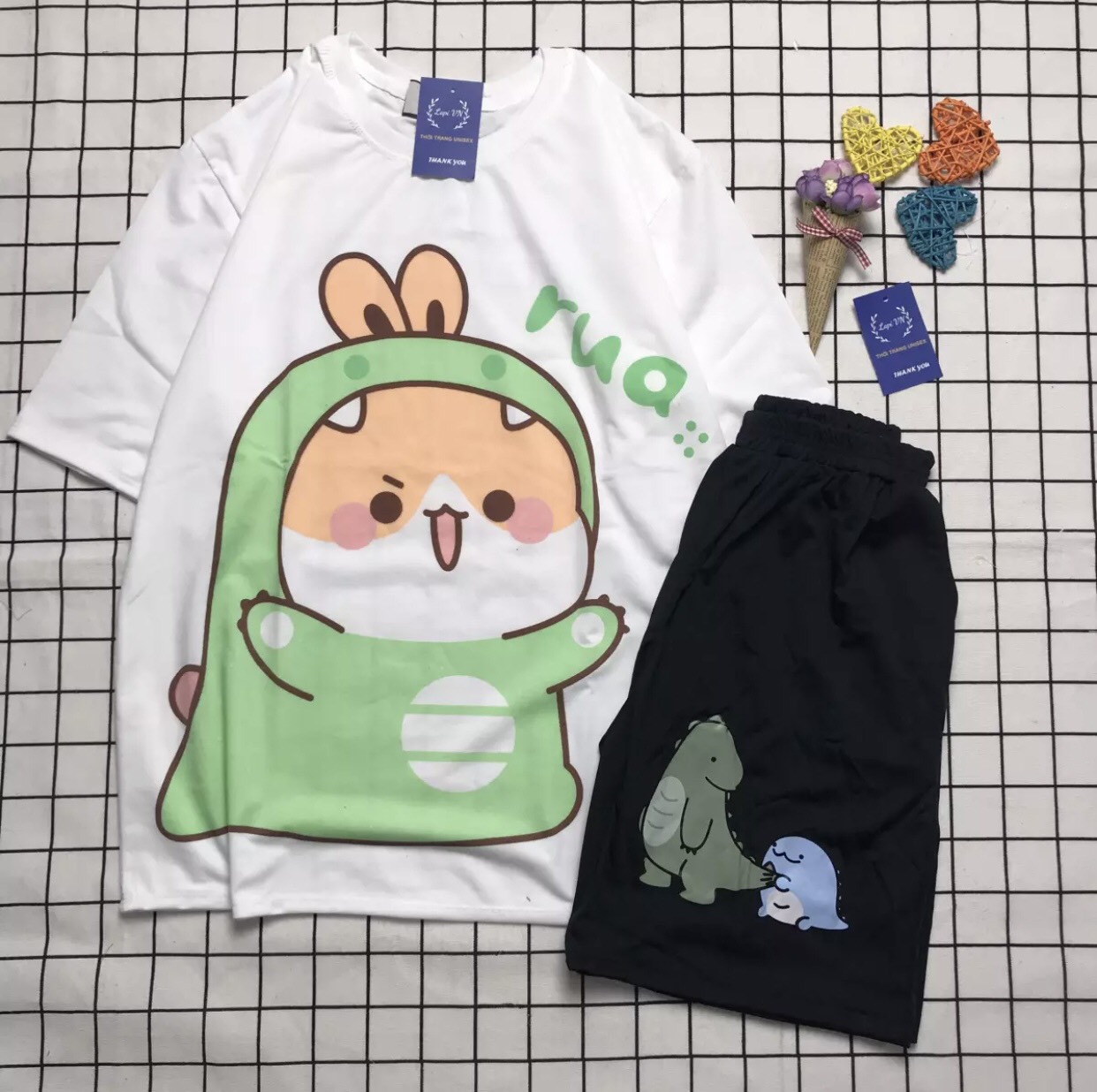 Đồ Bộ Đùi Hoạt Hình Unisex -Thỏ Rùa Cute , Freesize , Sét Cartoon, Nam Nữ Mặc Được TTSLB0006