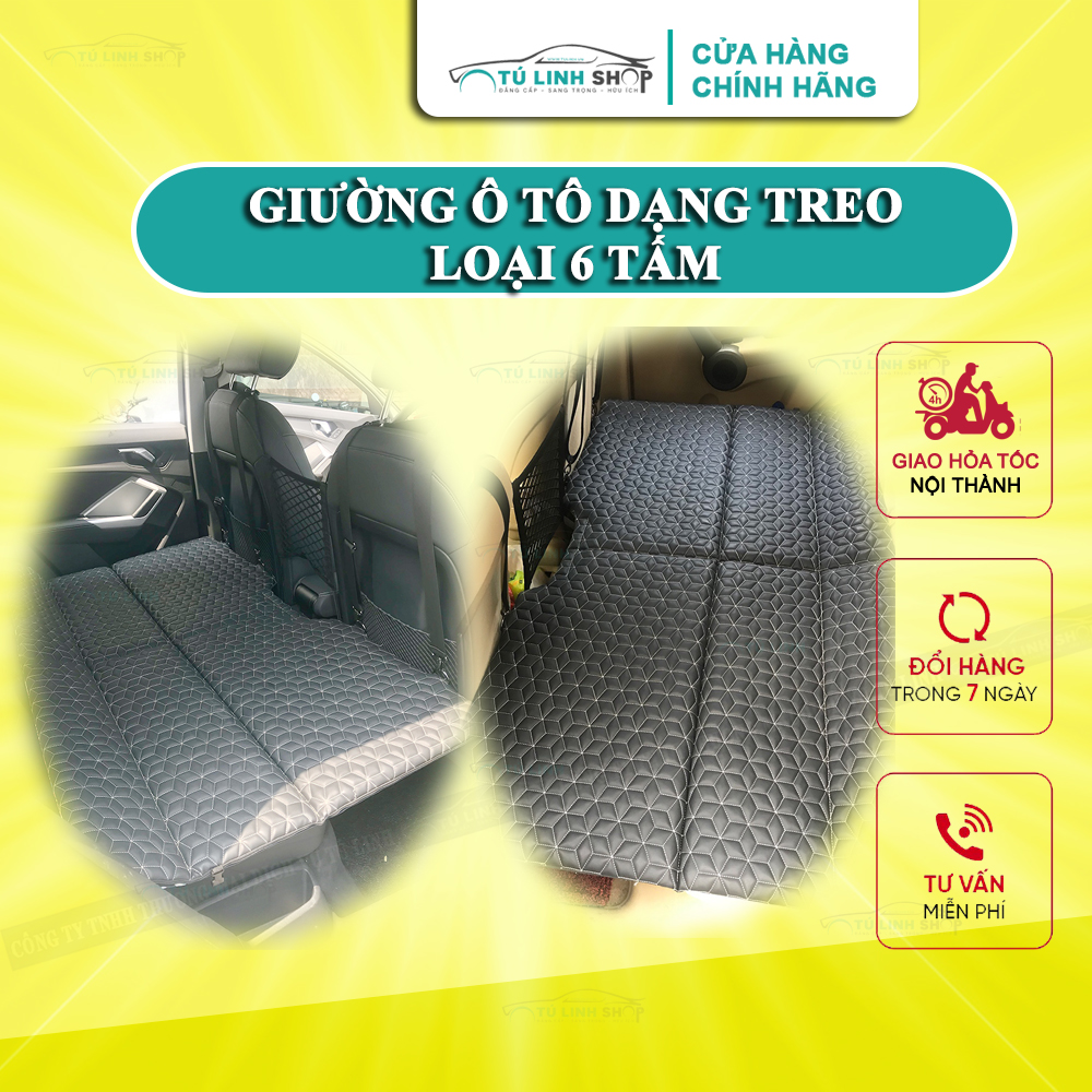 Giường ô tô dạng treo, loại gập gọn 6 tấm cao cấp hơn, không cần bơm hơi, cứng cáp dễ sử dụng