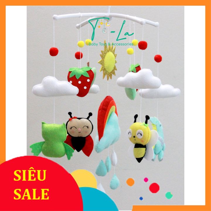 Đồ chơi treo nôi cũi handmade hình ong, cú