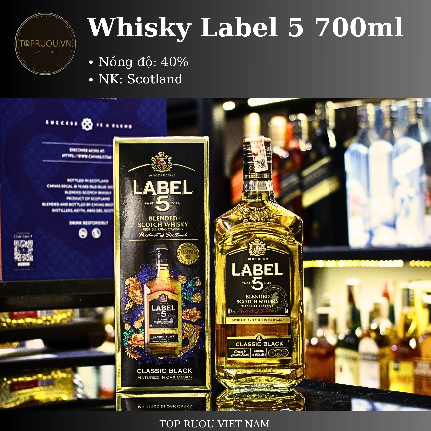 [TopRuouVietNam] Rượu Whisky Label 5 700ml - 1000ml [Hàng Thật]