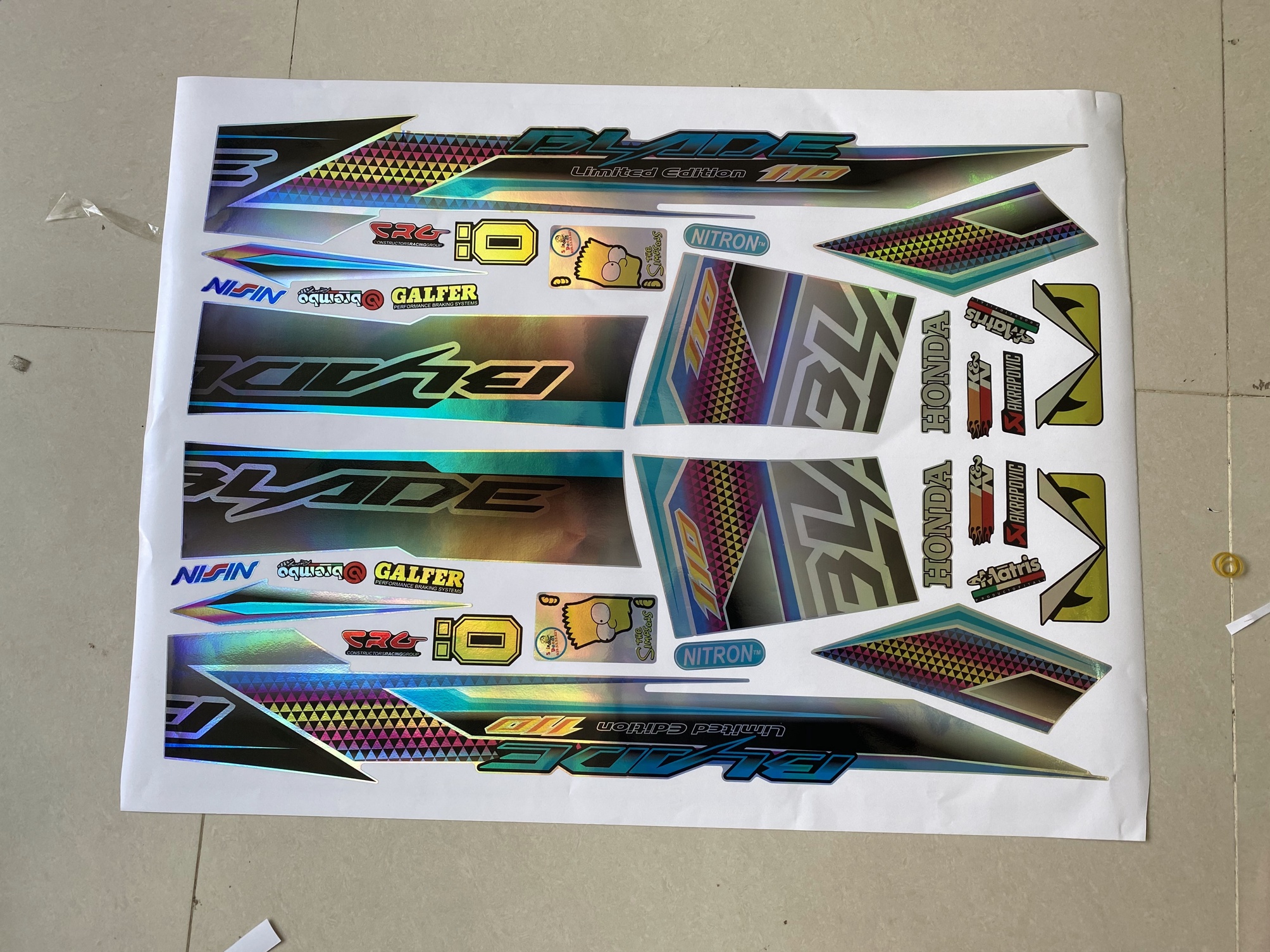 Tem xe wave blade 110 dán xe trắng Crom titan 7 màu