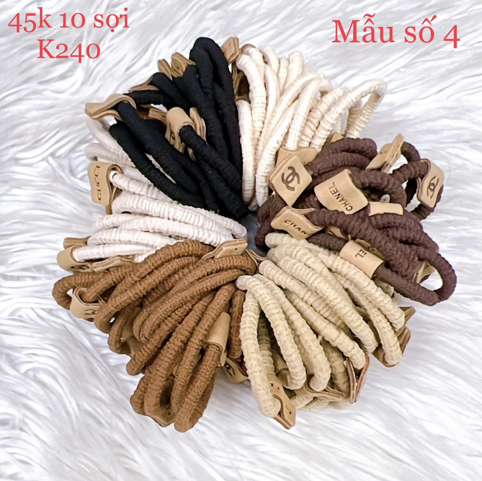 Set 10 sợi thun cột buộc tóc gam màu tối