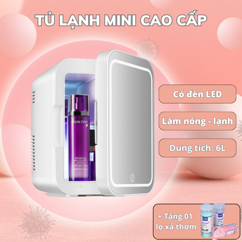 Tủ Lạnh Mini Tích Hợp Gương Và Đèn LED, Tủ Lạnh Mini Tráng Gương Cao Cấp Đựng Mỹ Phẩm, Phòng Ngủ, Ô 