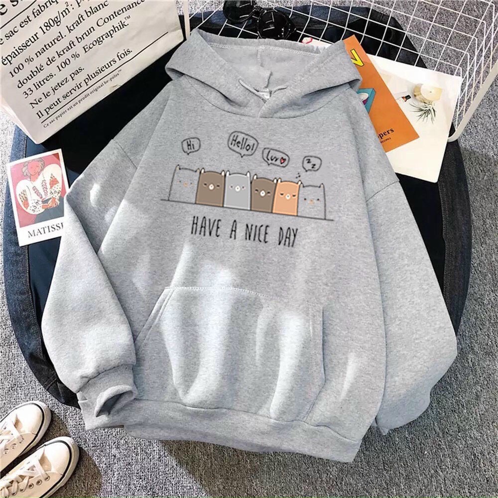 Áo Hoodie Nam Nữ Forn Rộng Unisex Hoạt Hình Heo HAVE A NICE DAY - Chất Nỉ Mềm Mại , Áo Khoác Nỉ Chui Đầu Style Ulzzang Hàn Quốc HOT TREND TTSLB0514