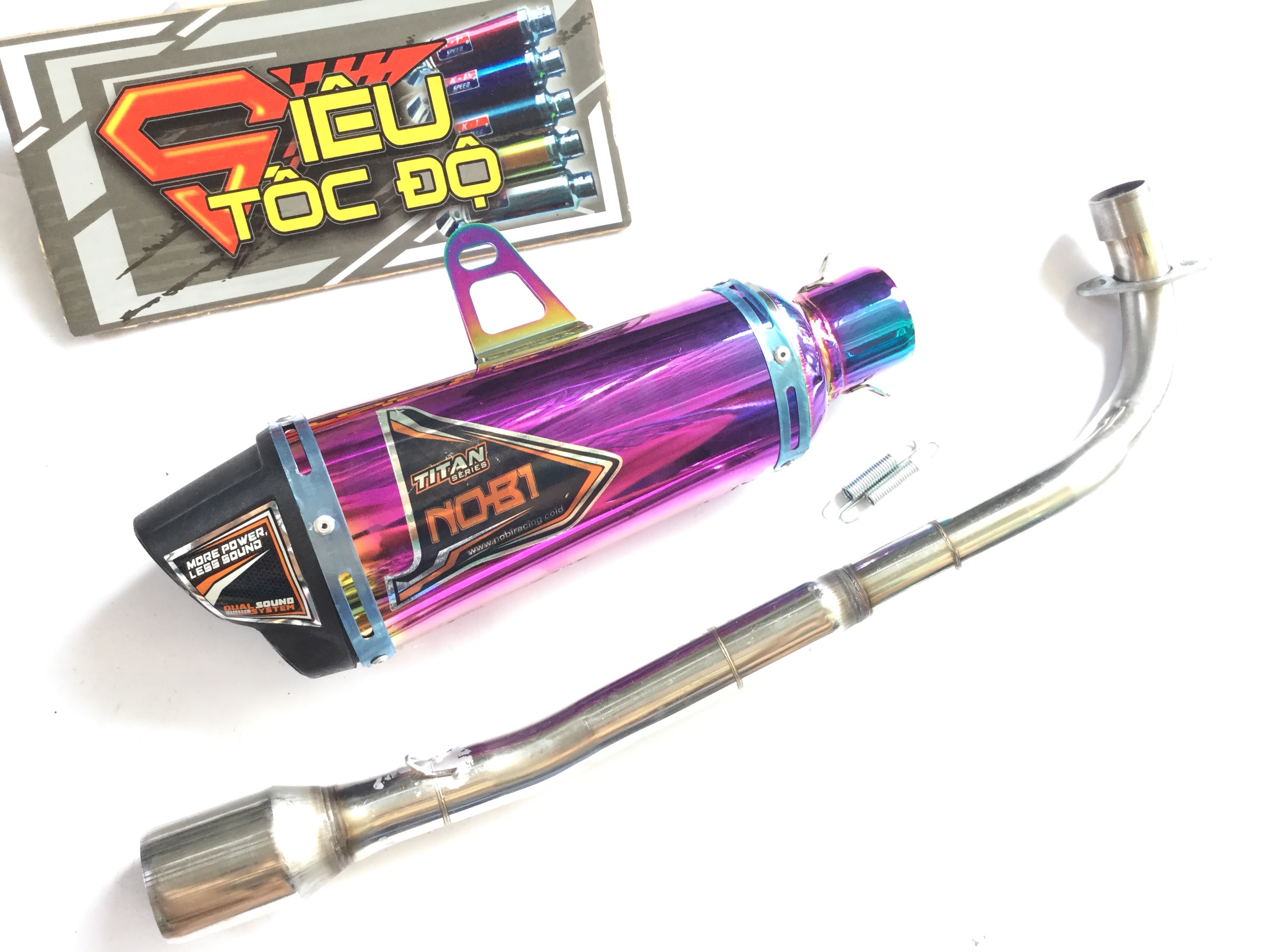 Combo pô nobi titan bao gồm cả cổ pô độ cho xe sirius rc, jupiter, taurus,...