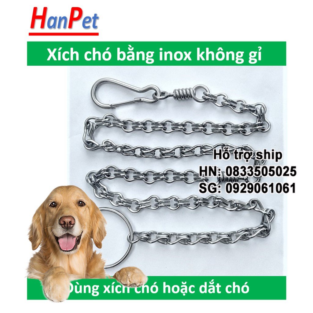Hanpet - Xích mèo xích chó inox sợi to, dài 4 size cam kết không gỉ sét