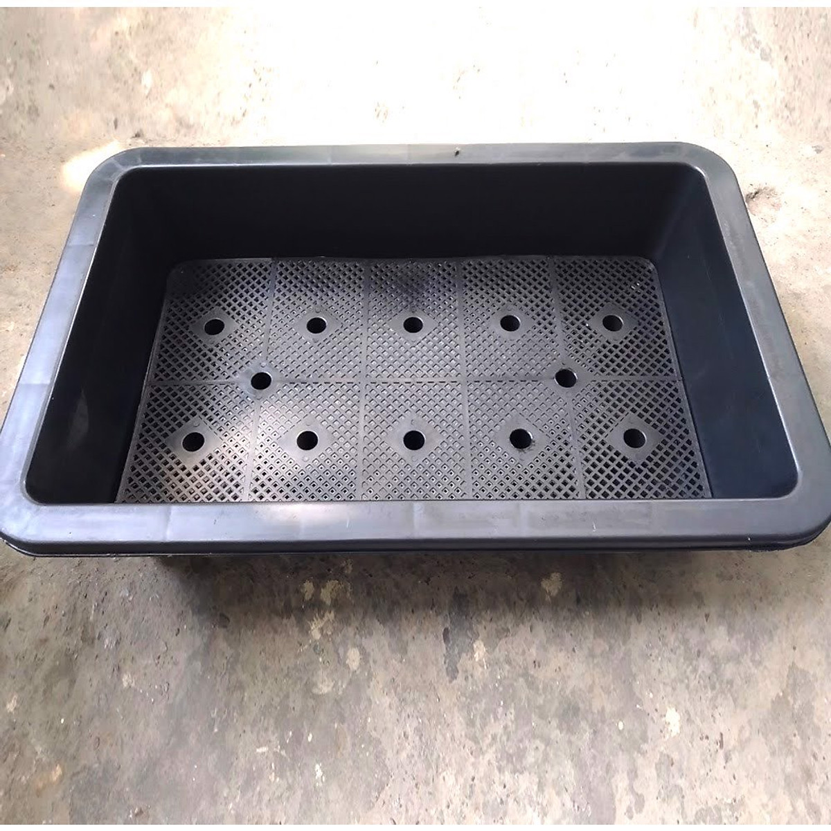 Chậu nhựa trồng rau sạch thông minh hình chữ nhật KT: 65x42x16cm- Khay nhựa trồng rau, trồng cây, ươm hạt giống, ươm cây, ươm rau thông minh | VTNN Nông Điền Trang