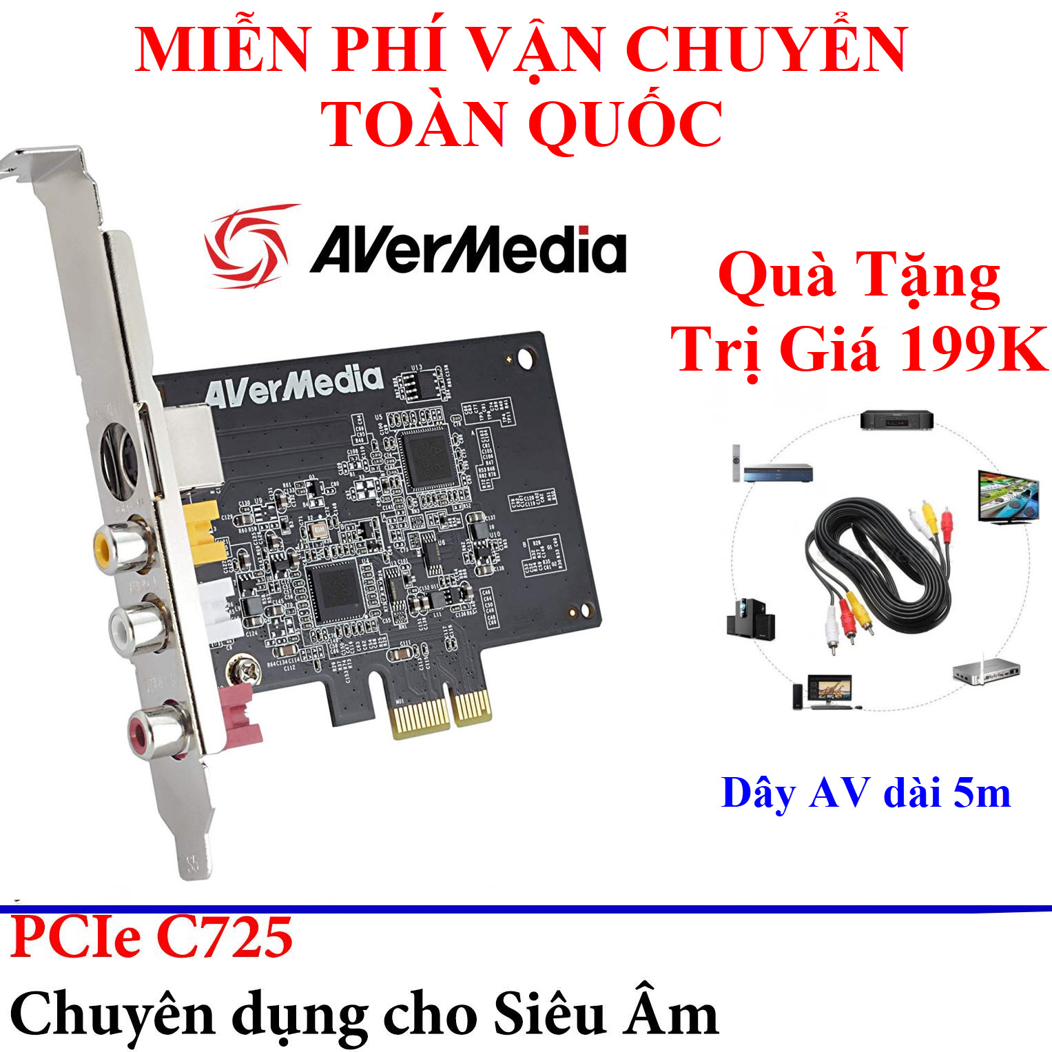 Card pcie ghi hình siêu âm cao cấp avermedia c725b - c725d - card ghi hinh siêu âm cổng capture pci ex