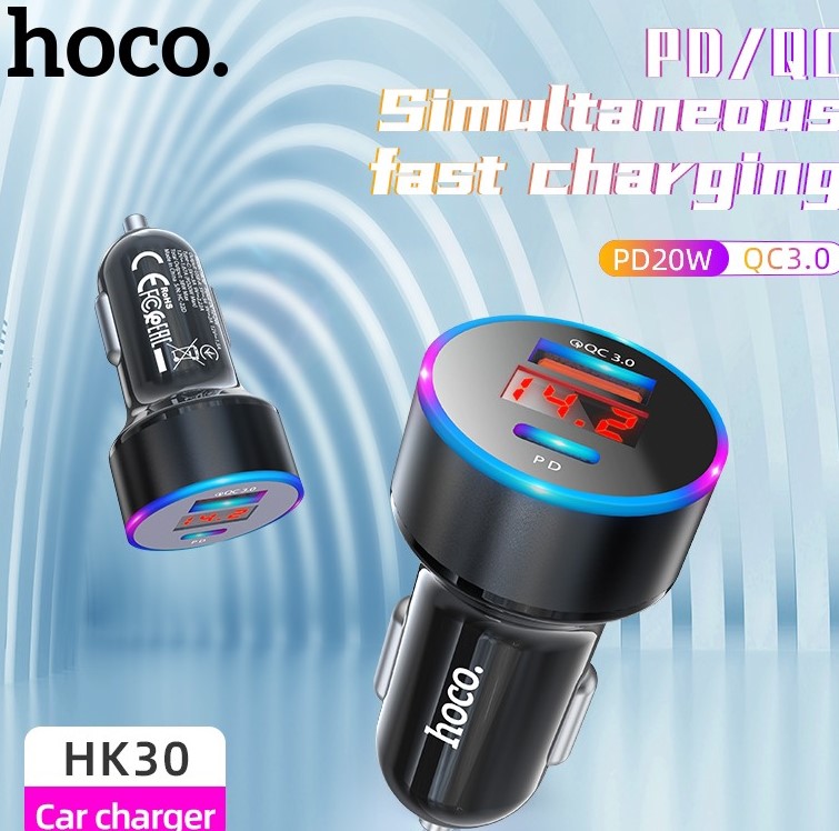 Cóc Sạc Nhanh 20W Xe Hơi Hoco HK30