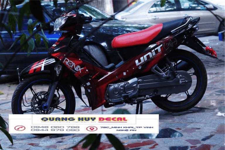 Tem Trùm Sirius Unix Đỏ Đen độ đẹp  - Tem xe máy sirius  thiết kế theo yêu cầu - tem trùm xe máy sirius Unix Đỏ Đen rẻ chất