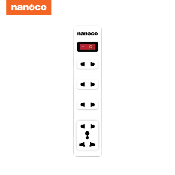 Ổ cắm có dây Nanoco model NES4213-3S1 (1 ổ đa năng, 4 ổ 2 chấu, 1 công tắc, dây điện 3m)