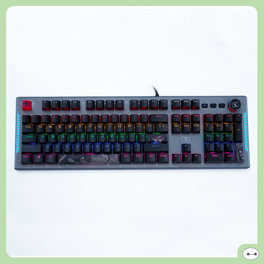 Bàn phím cơ gaming hjk k968 led rainbow núm vặn keycap độc đáo
